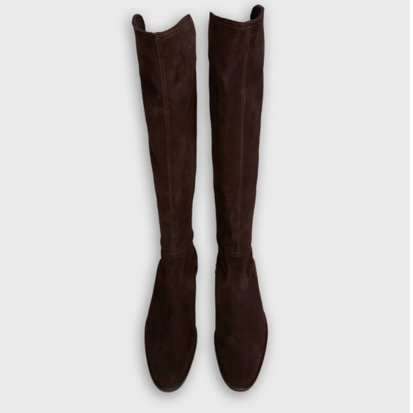 New Ann Mashburn Pull-On stretchy Chocolate Suede Boots - Picture 12 of 15